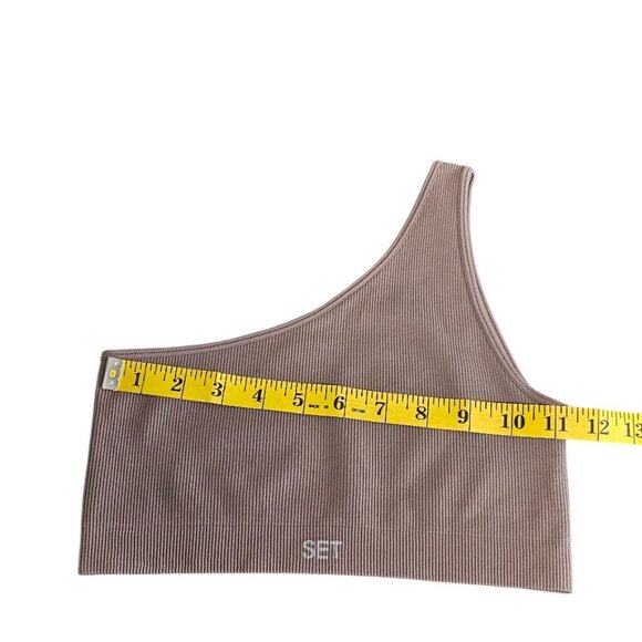 SET Active One Shoulder Ribbed Crop Top, Athletic, Stretch, Active, Size S - Picture 4 of 6